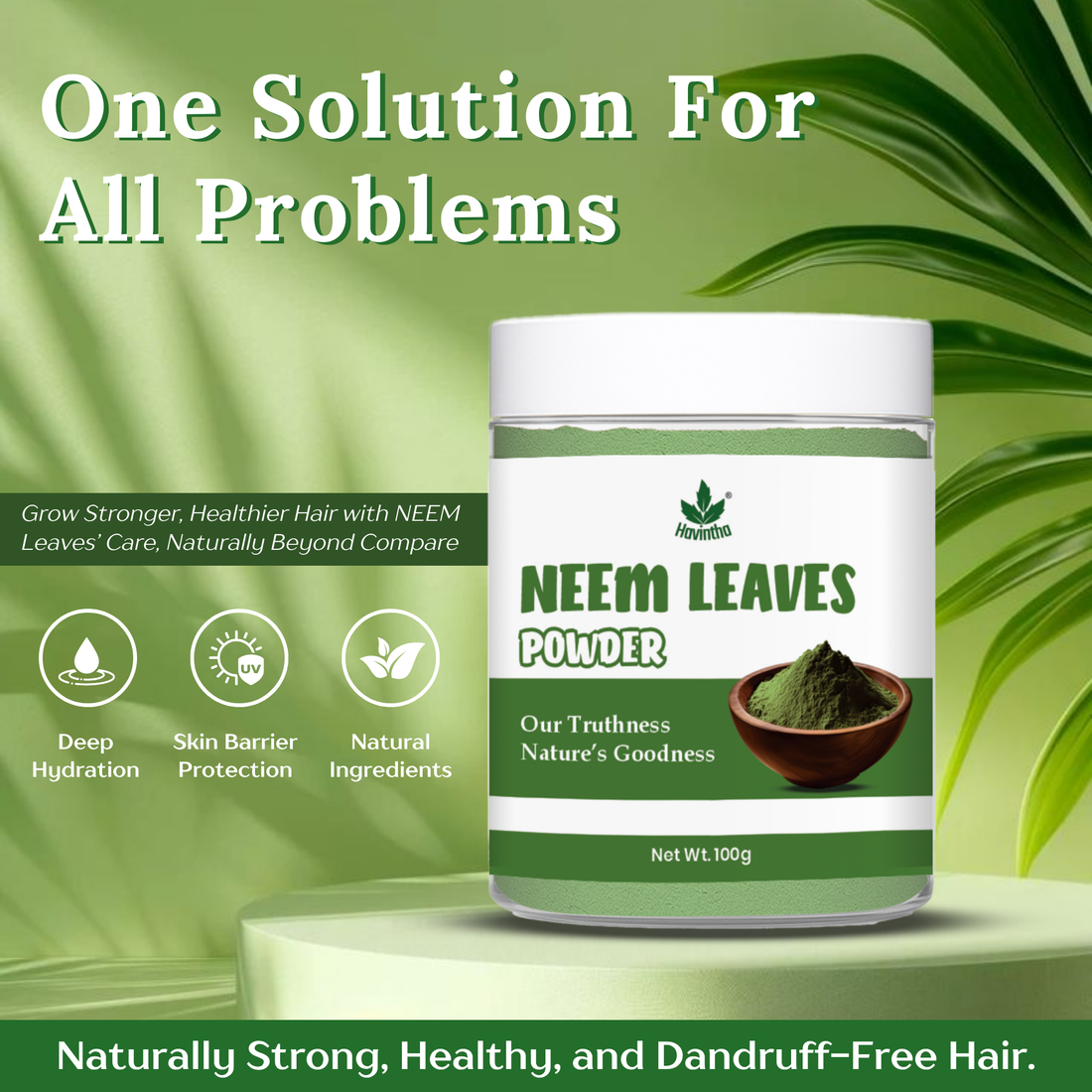Havintha Natural Neem Powder | For Antioxidant Benefits | For Hair &amp; Skin Care |  100 Grams (JAR)