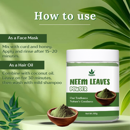 Havintha Natural Neem Powder | For Antioxidant Benefits | For Hair &amp; Skin Care |  100 Grams (JAR)