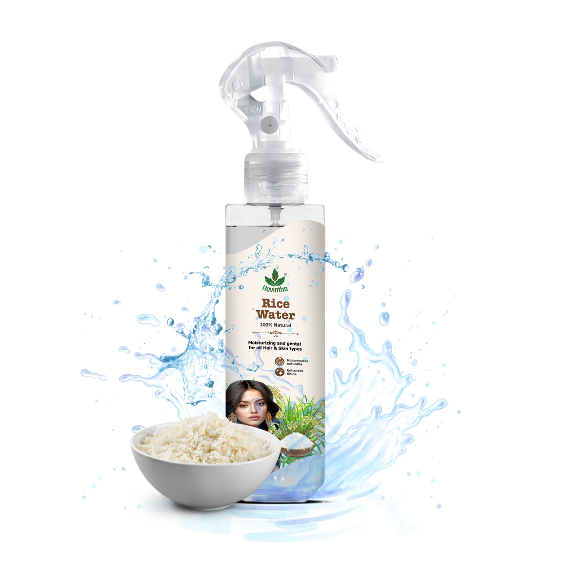 Havintha Natural Rice Water for Hair Growth |6OZ |  Shiny Hair &amp; Glowing Skin Spray | For Man &amp; Women |