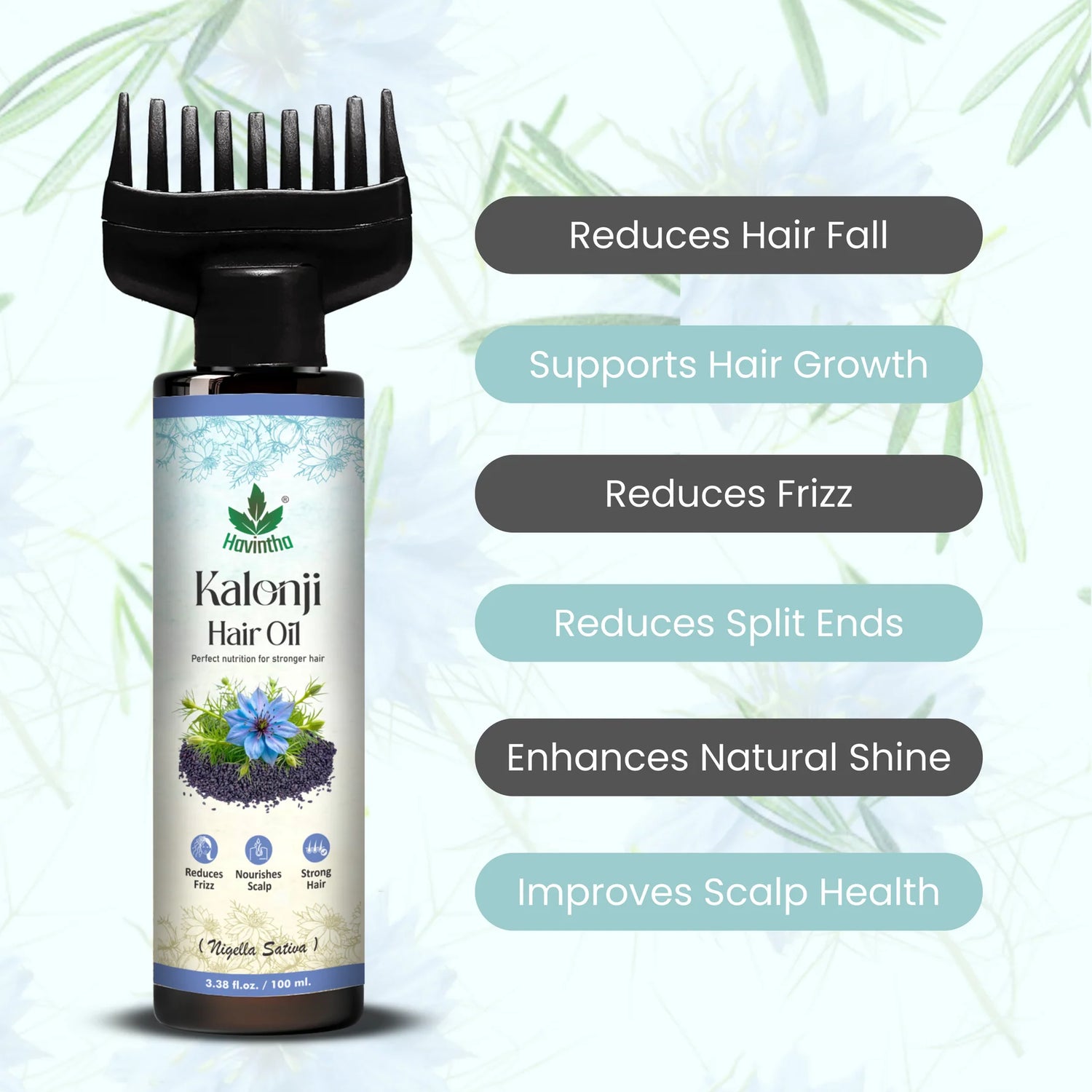 Havintha Natural Kalonji Hair Oil |Nourish &amp; Strengthen Your Hair Naturally |Secret to Thick Hair | 3 oz | 100 ml