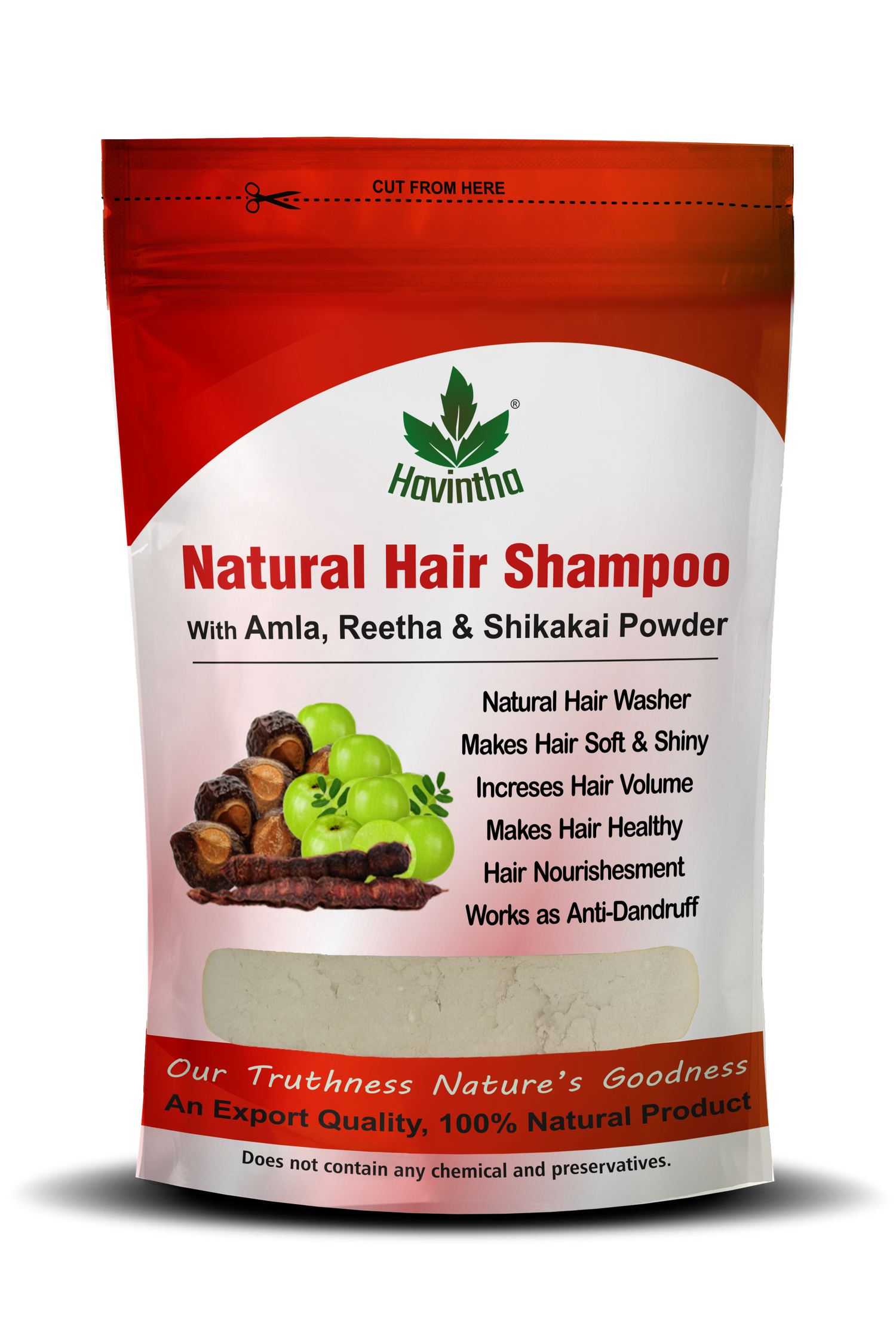 Havintha Natural Hair Shampoo With Amla, Reetha And Shikakai Powder - 8 oz | 227gm (Combo Pack of All Hair Types)