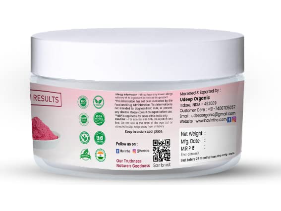 Havintha Natural Beetroot Powder for Face Pack, Skin Whitening - 3 oz ,100g