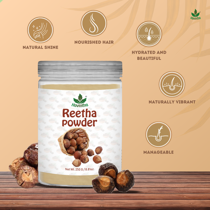 Havintha Natural Reetha Powder For Shiny Hair | Hair Care Powder | 8 oz | 250 Grams (JAR)