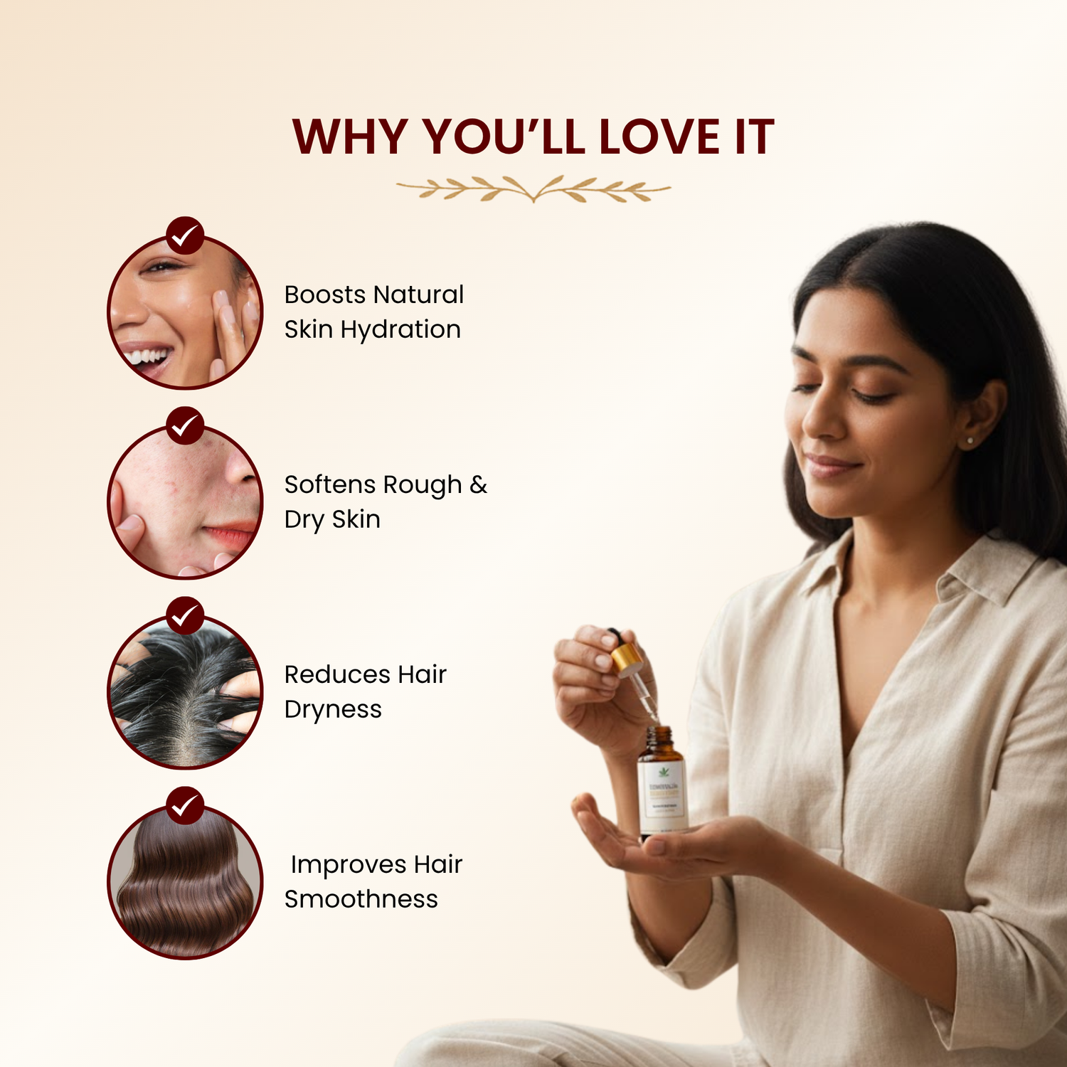 Havintha Rose Essential Oil For Hair, Skin and Stress Reduction | Pure and Organic Aroma - 15 ml