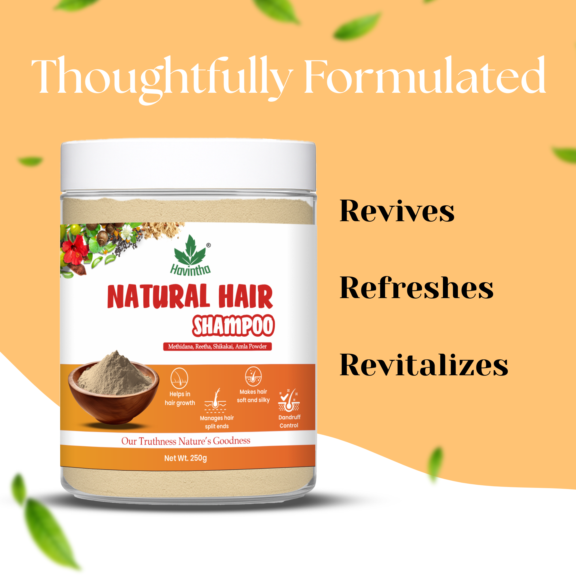 Natural Methidana Shampoo Powder For Hair Growth &amp; Scalp Clean | All Hair Types | Men &amp; Women - 8 oz | 250gm
