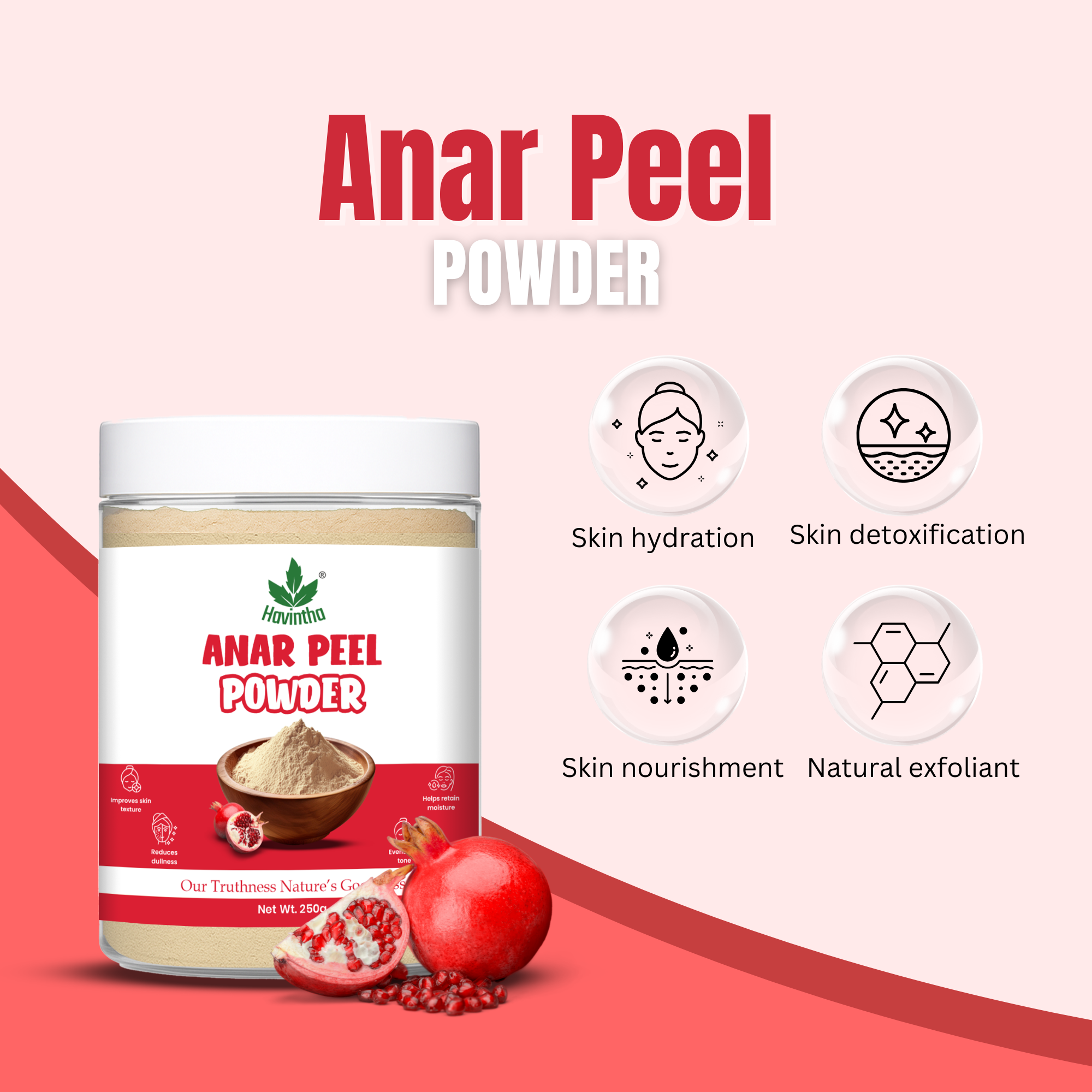 Havintha Natural Anar Chilka Powder | Pomegranate Peel Powder for Skin Care - 8.81 oz | 0.5 lb | 250 gm