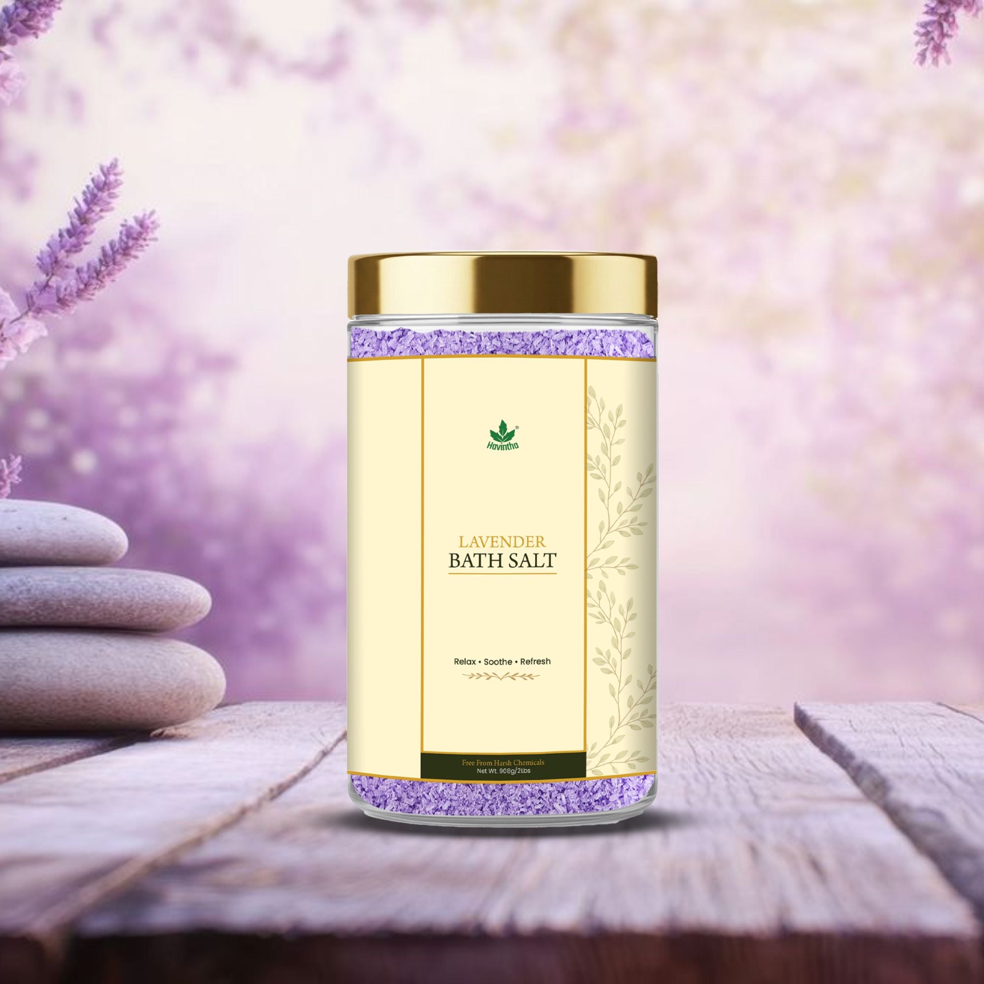 Havintha Lavender Bath Salts 908g | Epsom Salt for Relaxation, Stress Relief &amp; Foot Soak