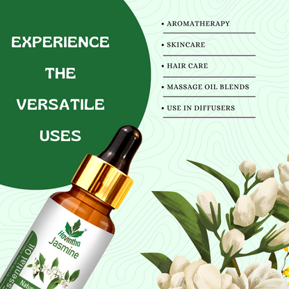 Havintha Pure and Organic Jasmine Essential Oil for Skin, Hair and Aromatherapy - 15 ml.