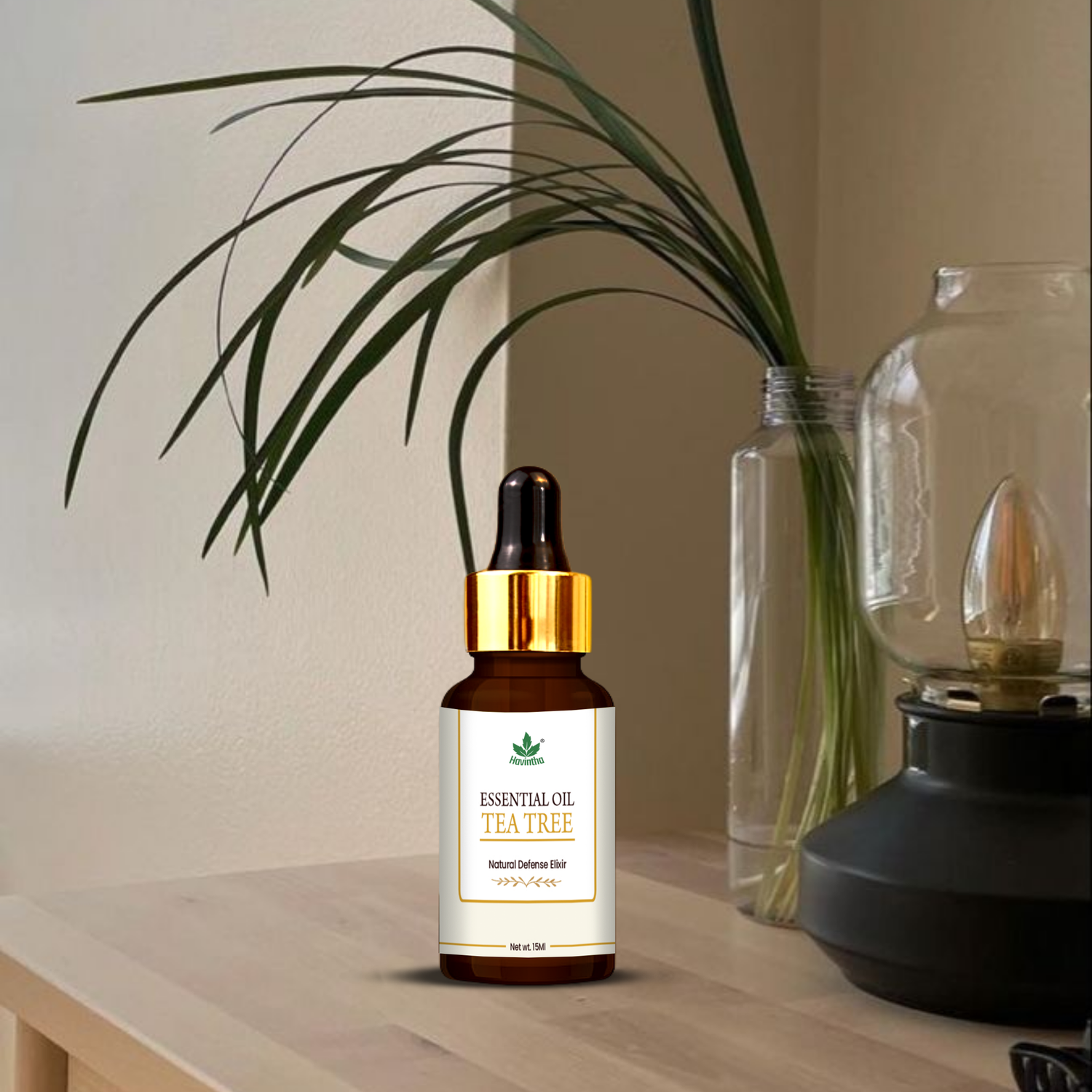 Havintha Tea Tree Essential Oil For Healthy and Glowing Skin, Acne, Dark spots and Reducing Dandruff | Pure and Organic-15 ml.
