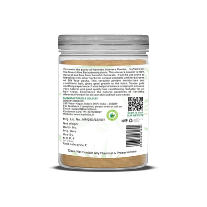 Havintha Natural Aloevera Powder for clean skin | For Glowing Skin | Natural Face Care | 8 oz | 250 Grams (JAR)