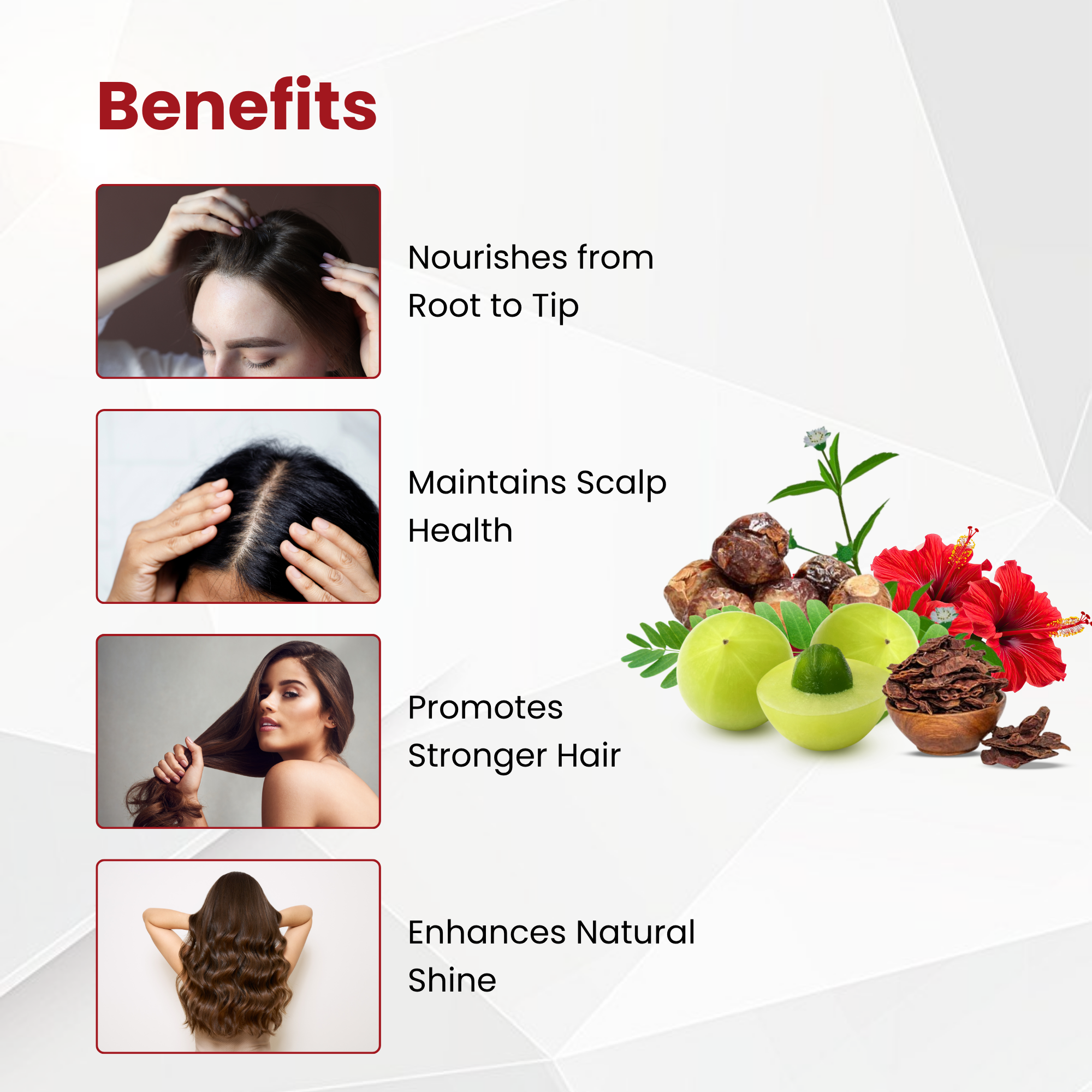 Havintha 5-in-1 (250g) Herbal Hair Powder with Amla, Reetha, Shikakai, Bhringraj &amp; Hibiscus, 50g Each