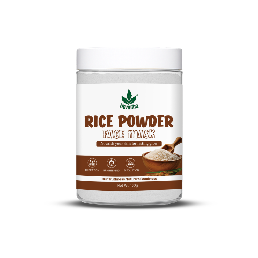 Havintha Natural Rice Powder Mask | Brightening Rice Mask | Glowing Skin | 8oz | 100 Grams