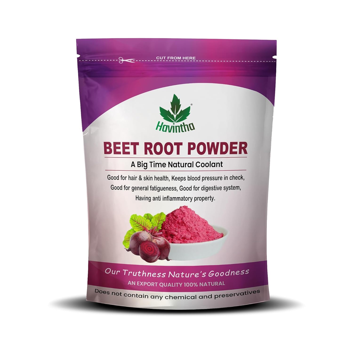 Havintha Natural Beet Root Powder For Improves Heart Health and Blood Pressure - 8 oz | 0.5 lb | 227 gm