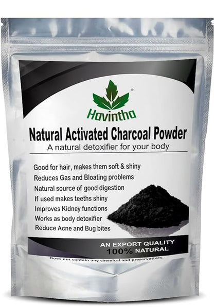 Havintha 100% Natural Activated Charcoal Powder for Skin, Face Pack, Removes Dead Skin and Natural Detoxifier for Your Body, 227g | 8.00 Oz