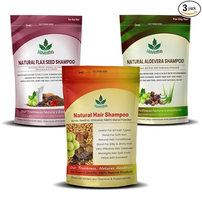 Havintha Natural Hair Shampoo | 3 Types of Shampoo - 8 oz | 227 gm (Combo Pack of 3)