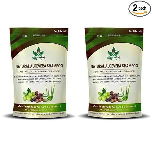 Havintha Natural Amla Reetha Shikakai and Aloevera Powder Shampoo for Oily Hair -  8 oz | 0.5 lb | 227 gm