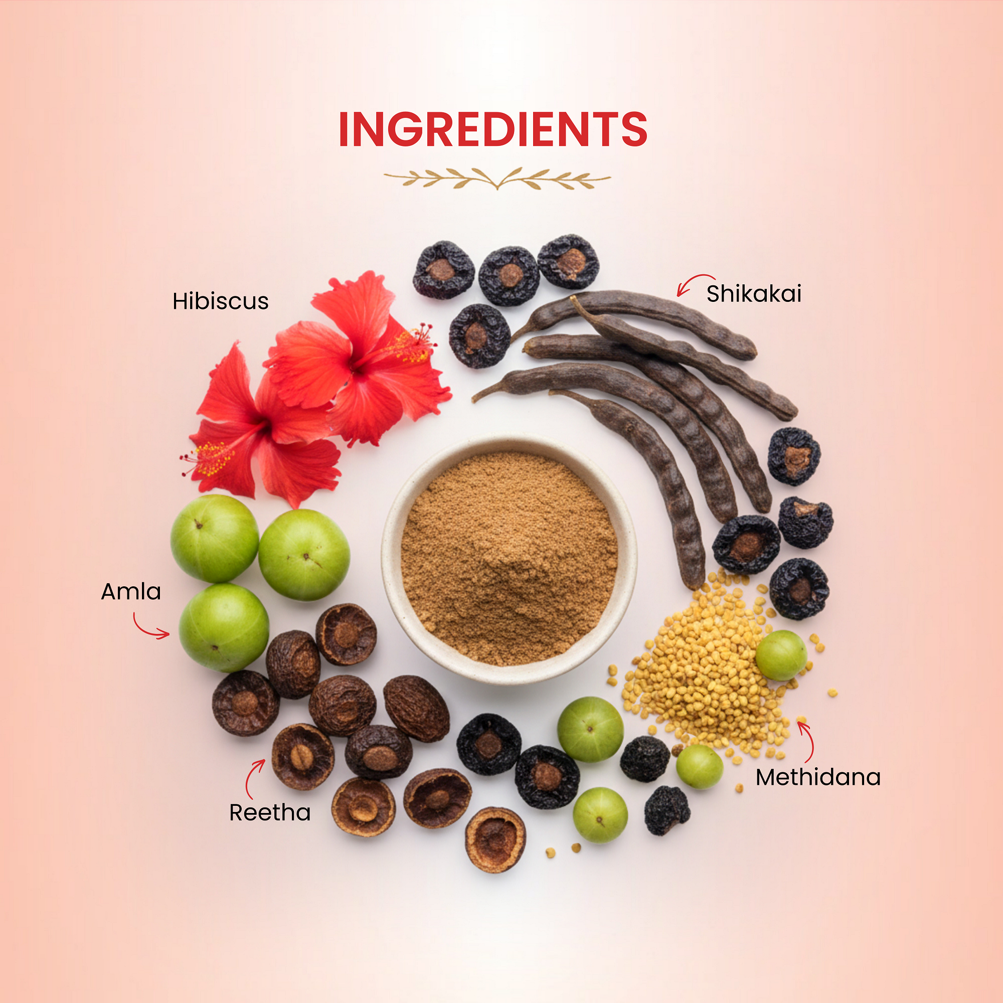 Havintha Natural Amla Reetha Shikakai Methidana And Hibiscus Powder Shampoo - 8 oz | 0.5 lb | 227 gm