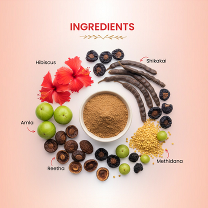 Havintha Natural Amla Reetha Shikakai Methidana And Hibiscus Powder Shampoo - 8 oz | 0.5 lb | 227 gm