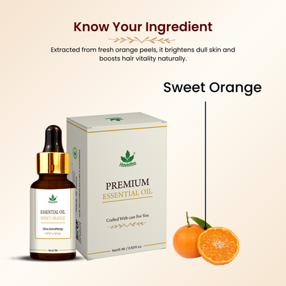 Havintha Orange Essential Oil for Fresh Mood, Dandruff and Acne Solution | 100% Organic - 15 ml.