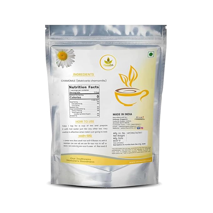 Havintha Natural Whole Chamomile Flower Tea | Good Sleep - Chamomile Herbal Tea | Vegan - Caffeine Free - 25 gm | 0.88 oz