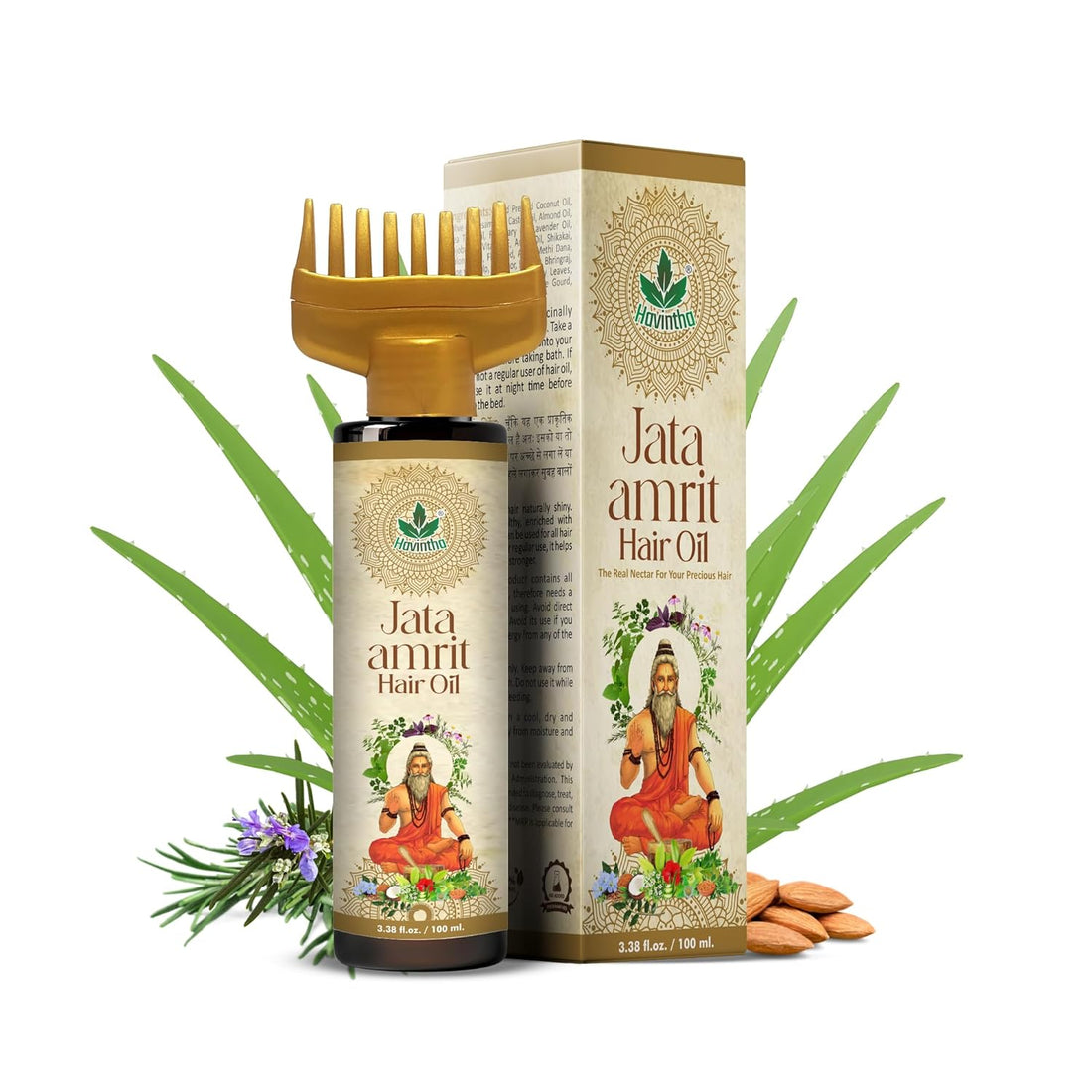 Havintha Jata Amrit Hair Oil For hair growth| Handmade herbal hair oil| Long &amp; Shiny hair| With Lavender, Castor, Tea tree and Rosemary oil | 3 oz | 100 ML