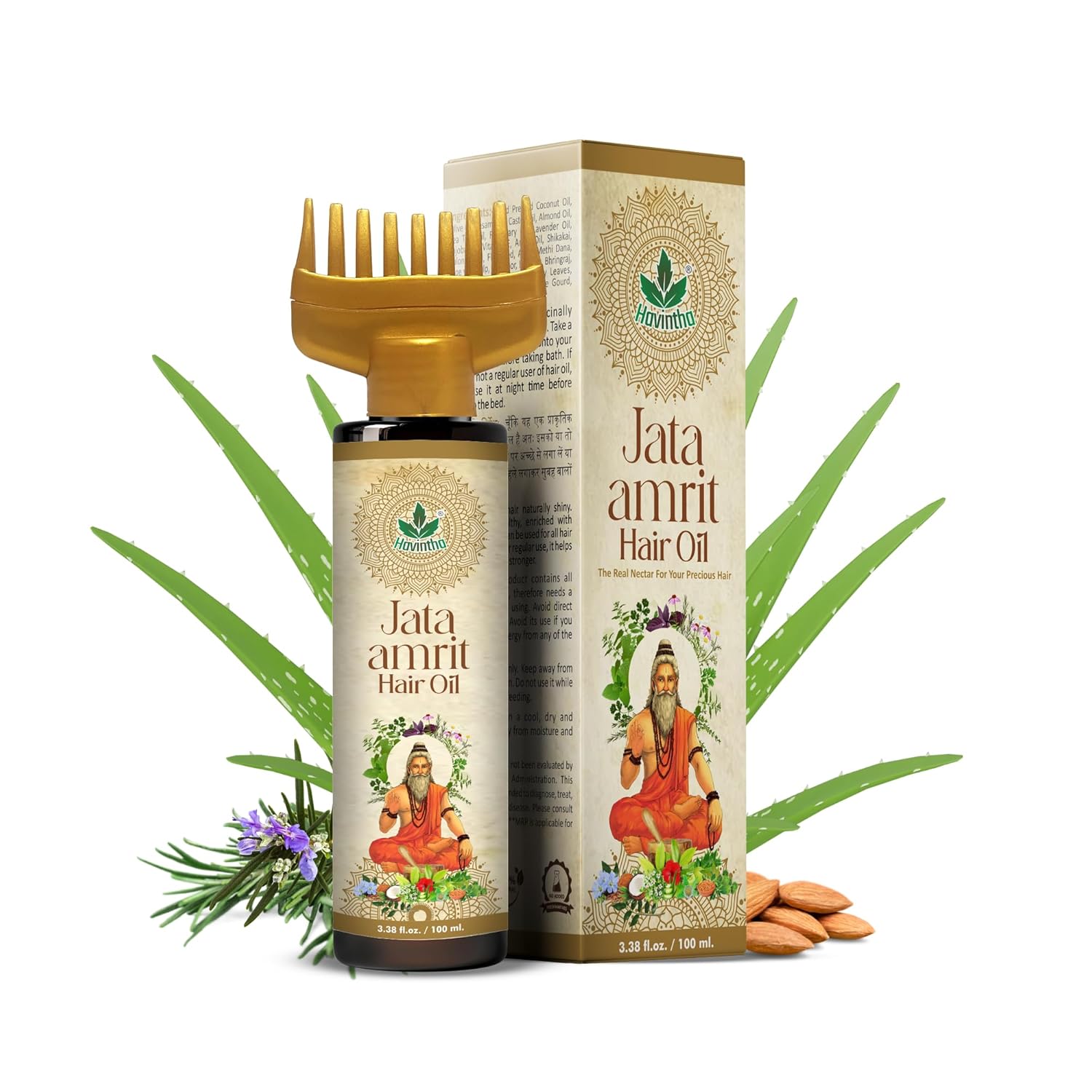 Havintha Jata Amrit Hair Oil For hair growth| Handmade herbal hair oil| Long &amp; Shiny hair| With Lavender, Castor, Tea tree and Rosemary oil | 3 oz | 100 ML