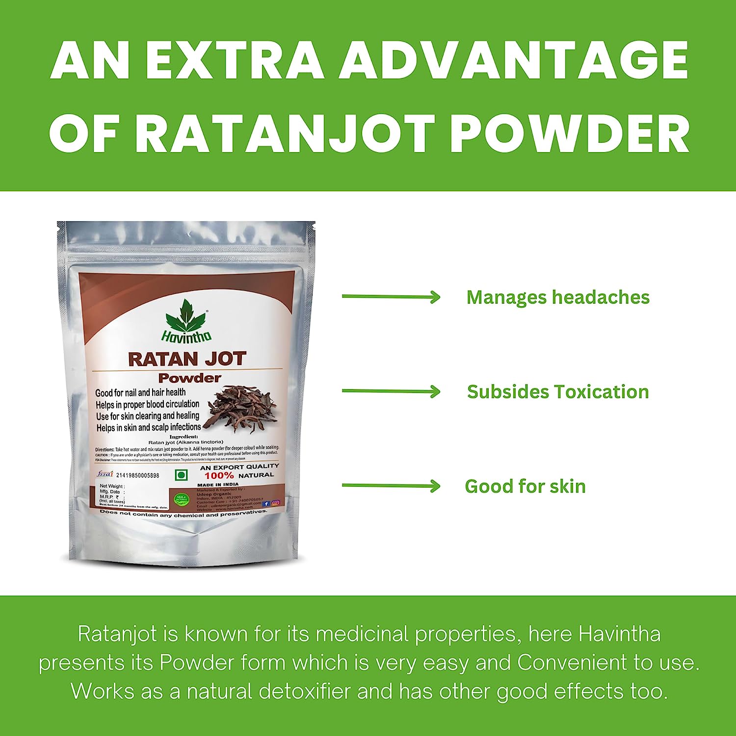 Havintha Ratanjot Powder (Root) Use for Hair Fall, Hair Growth, Skin Burns - 3.5 oz | 0.2 lb | 100 gm