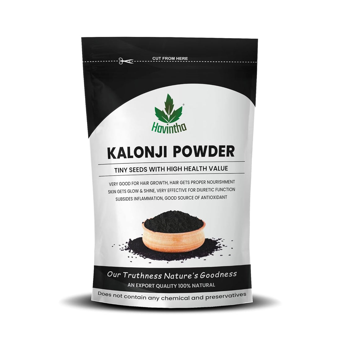 Havintha kalonji powder for managing sugar levels hair growth split ends skin health - 8 oz | 0.5 lb | 227 gm