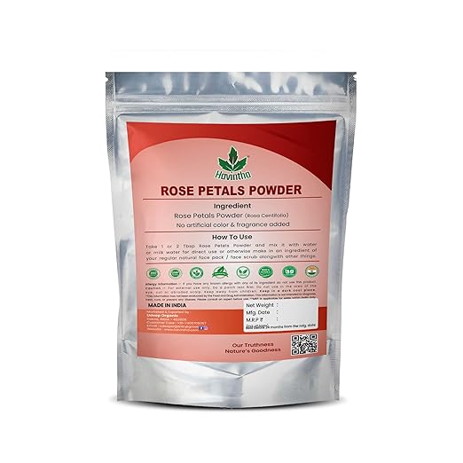 Havintha Rose Petals Powder For Natural Face Packs &amp; Facial Mask Formulations | 100% Pure | Fairness Hyper Pigmentation Dark Spots &amp; Circles - 8 oz | 0.5 lb | 227 grams