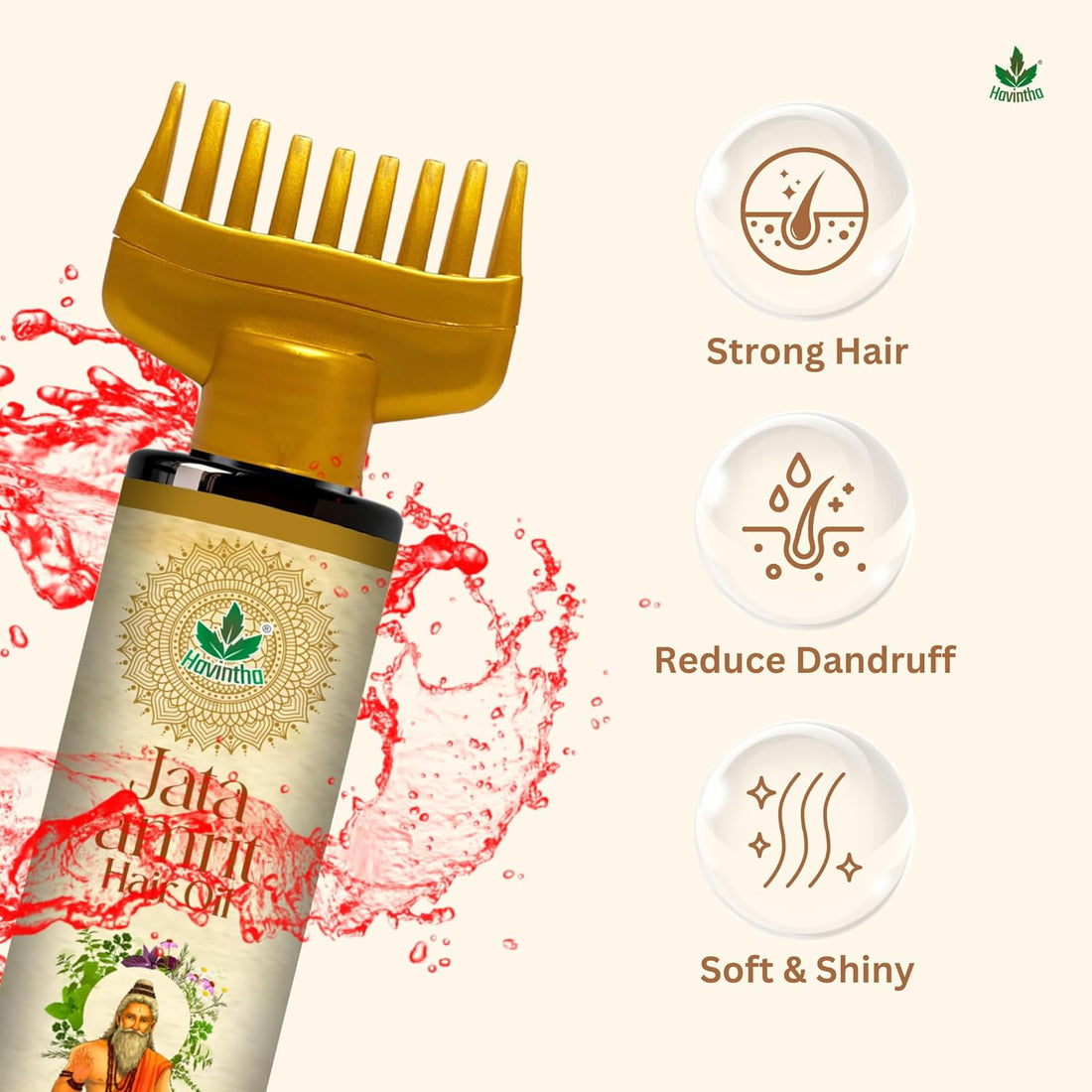 Havintha Jata Amrit Hair Oil For hair growth| Handmade herbal hair oil| Long &amp; Shiny hair| With Lavender, Castor, Tea tree and Rosemary oil | 3 oz | 100 ML
