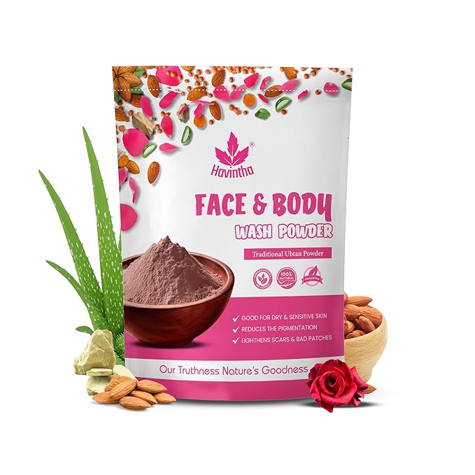 Havintha Natural Face and Body Wash Powder for All Skin Types - 8 oz | 0.5 lb | 227 gm