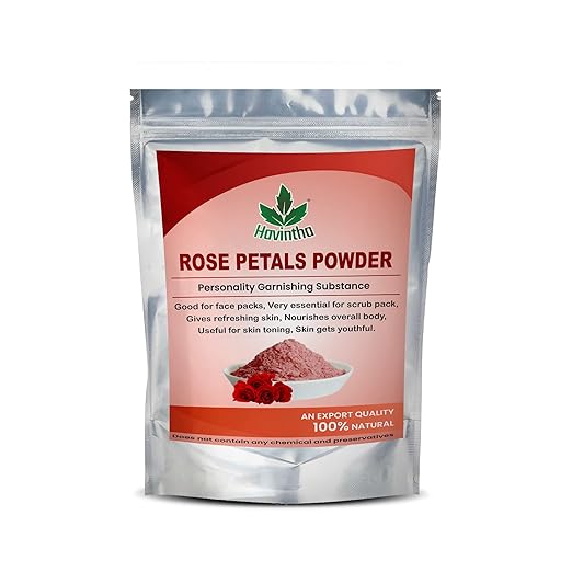 Havintha Rose Petals Powder For Natural Face Packs &amp; Facial Mask Formulations | 100% Pure | Fairness Hyper Pigmentation Dark Spots &amp; Circles - 8 oz | 0.5 lb | 227 grams