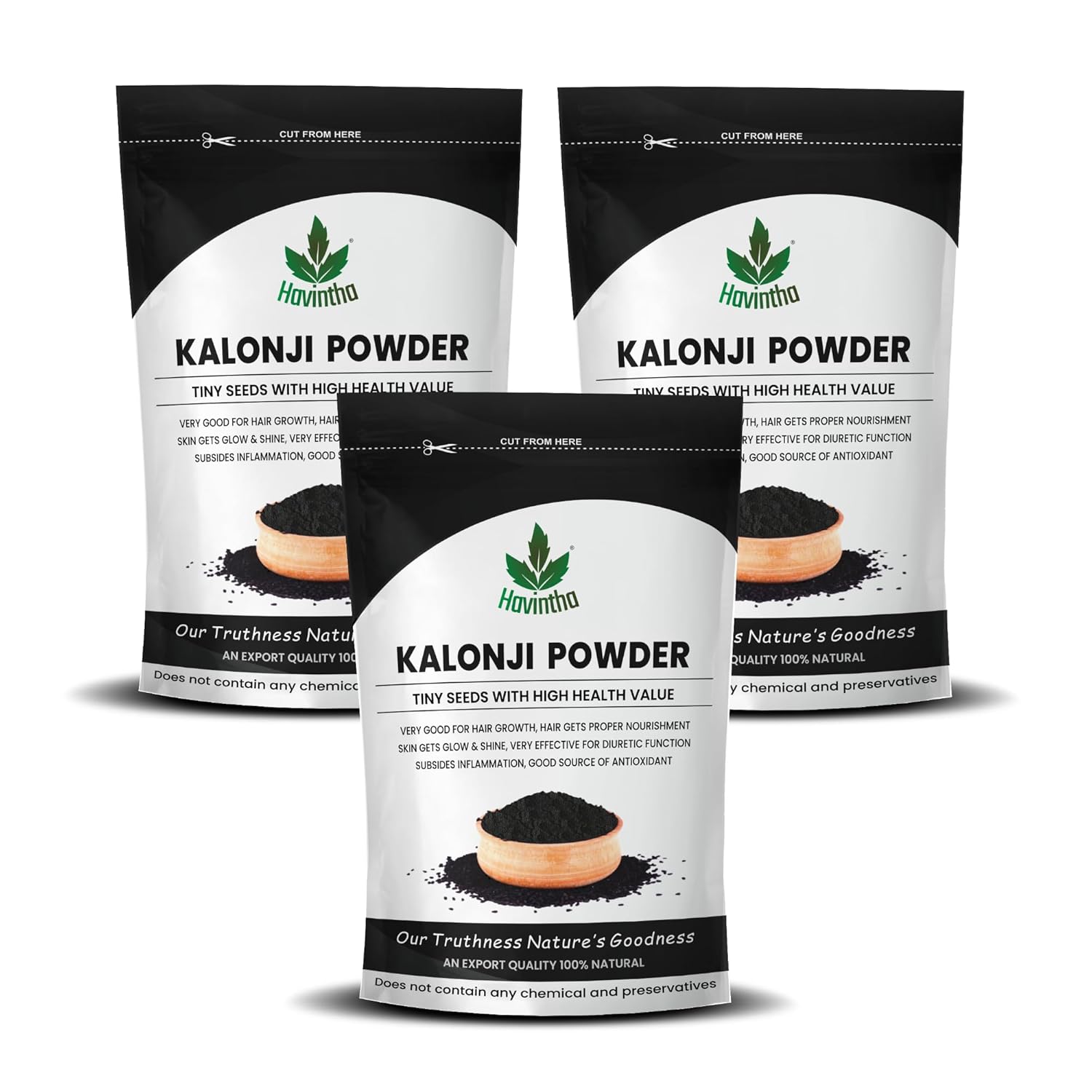 Havintha kalonji powder for managing sugar levels hair growth split ends skin health - 8 oz | 0.5 lb | 227 gm