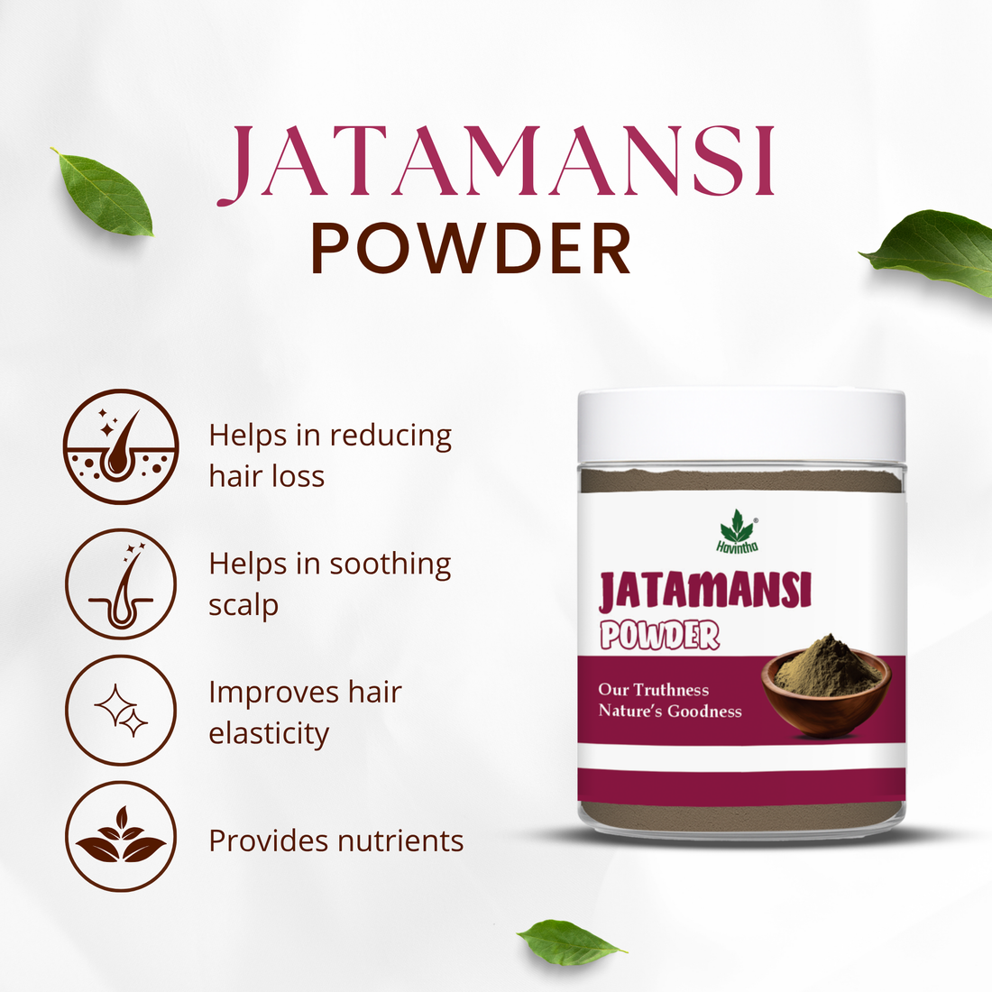 Havintha Natural Jatamansi Powder | For Strong Hair | 2.82 oz | 80 Grams (JAR)