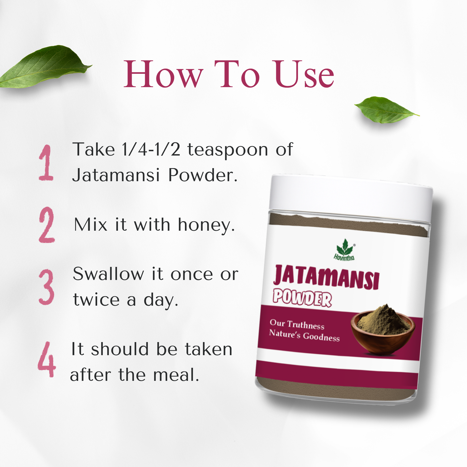 Havintha Natural Jatamansi Powder | For Strong Hair | 2.82 oz | 80 Grams (JAR)