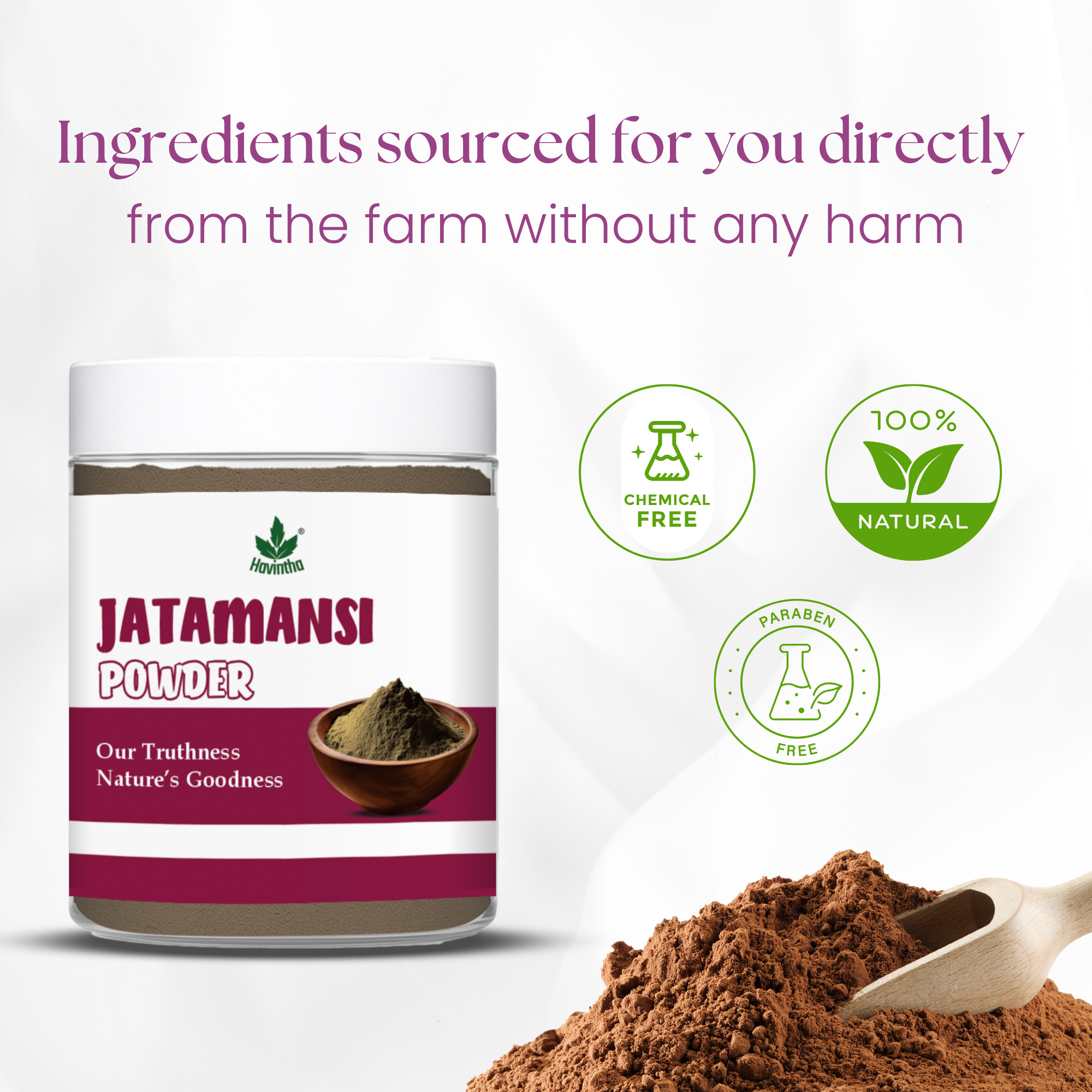 Havintha Natural Jatamansi Powder | For Strong Hair | 2.82 oz | 80 Grams (JAR)