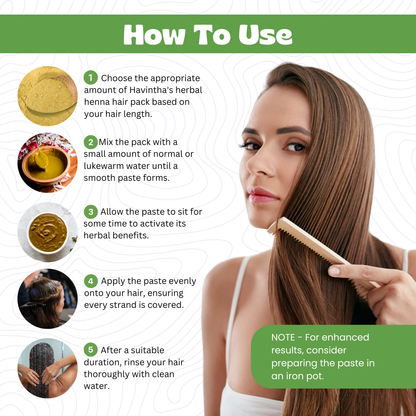 Havintha Herbal Henna Powder | Natural Hair Color | With Amla, Hibiscus, Neem, Green Tea | 8 oz | 250 Grams (JAR)