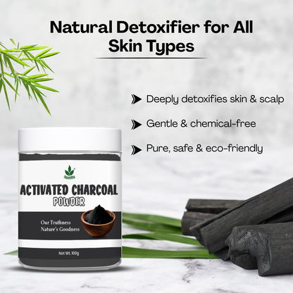 Havintha 100% Natural Activated Charcoal Powder for Skin, Face Pack, Removes Dead Skin and Natural Detoxifier for Your Body - 3.5oz | 0.2lb | 100g