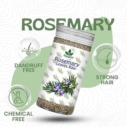 Havintha Natural Whole Rosemary Leaves | Rosemary Dried Leaves For Hair Growth | Edible Quality - JAR - 2oz | 80g