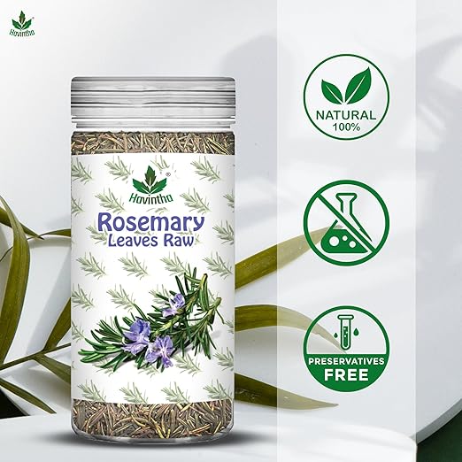 Havintha Natural Whole Rosemary Leaves | Rosemary Dried Leaves For Hair Growth | Edible Quality - JAR - 2oz | 80g