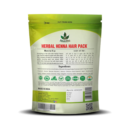 Havintha Natural Herbal Henna Hair Pack 11 Herbs Mix Mehandi Powder - 8 oz | 0.5 lb | 227 gm