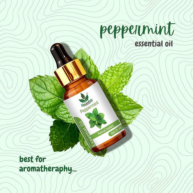 Havintha Peppermint Essential Oil (Mentha piperita) Pure Aroma for Skin, Hair and Aromatherapy For Cold and Congestion - 15ml.