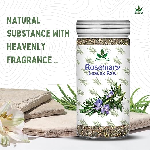 Havintha Natural Whole Rosemary Leaves | Rosemary Dried Leaves For Hair Growth | Edible Quality - JAR - 2oz | 80g