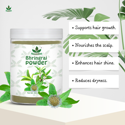 Havintha Natural Bhringraj Powder | For Strong &amp; Silky Hair | 8 oz | 250 Grams (JAR)
