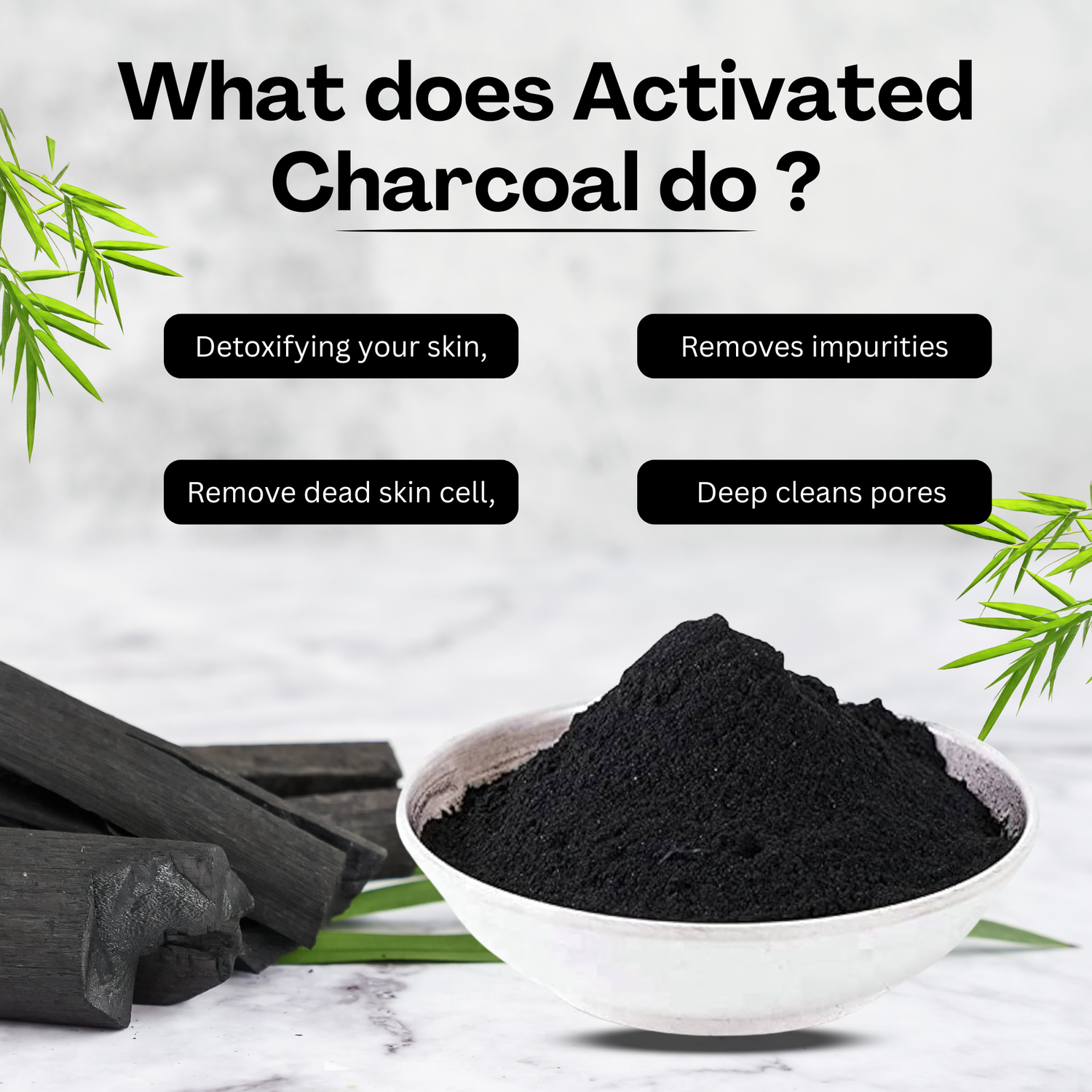 Havintha 100% Natural Activated Charcoal Powder for Skin, Face Pack, Removes Dead Skin and Natural Detoxifier for Your Body - 3.5oz | 0.2lb | 100g