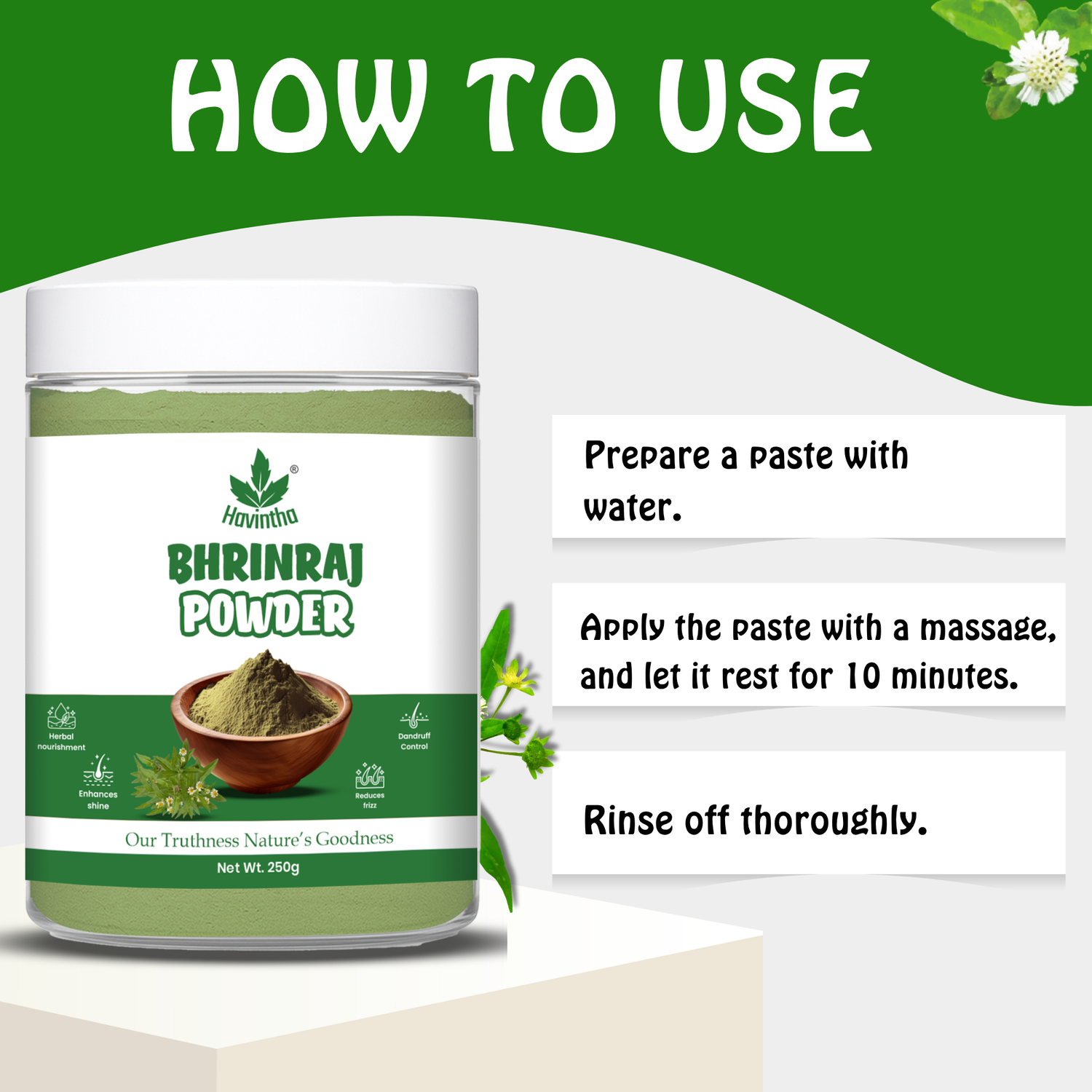 Bhringraj Powder For Hair Growth Split Ends Nourishment Dandruff Moisturising - 8oz | 0.5lb | 227g