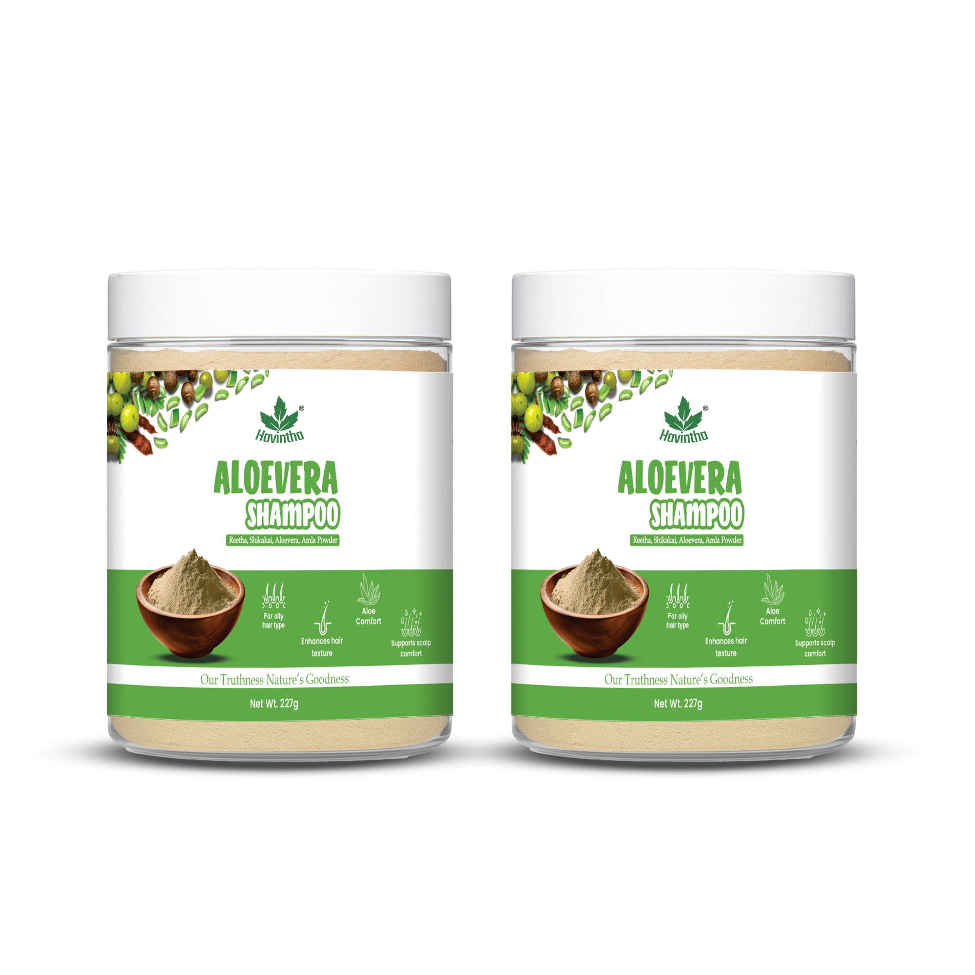 Havintha Natural Amla Reetha Shikakai and Aloevera Powder Shampoo for Oily Hair -  8 oz | 0.5 lb | 227 gm