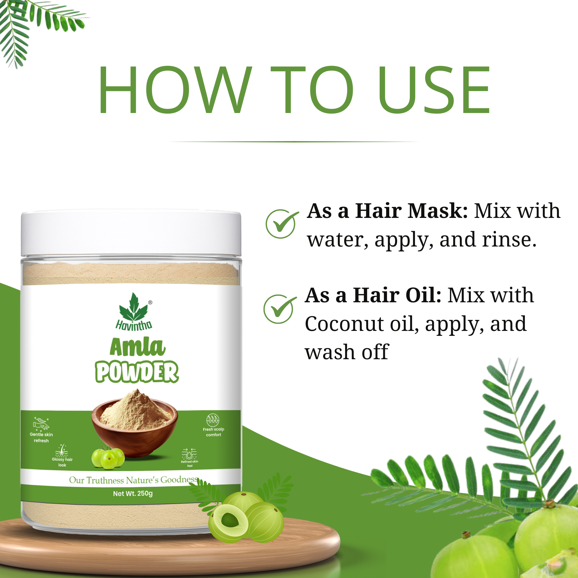 Havintha  Natural Amla Powder – Indian Gooseberry – 8 oz | 0.5 lb | 227 gm