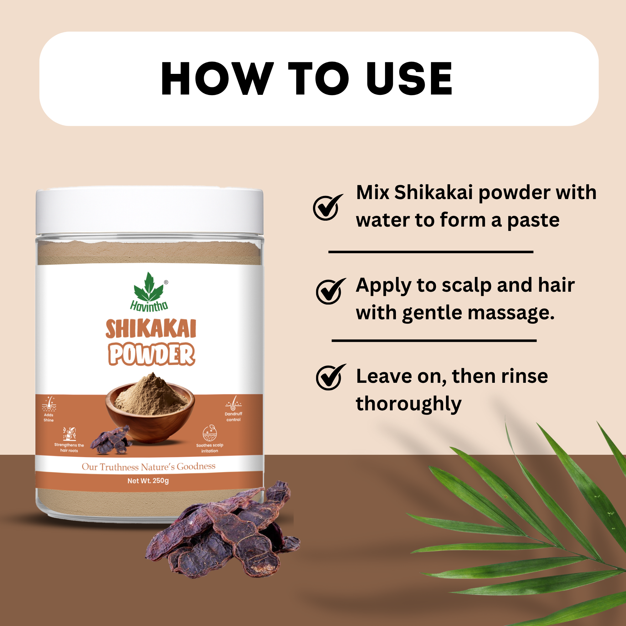 Havintha Shikakai powder organic for hair - 8.81 oz | 0.5 lb | 250 gm