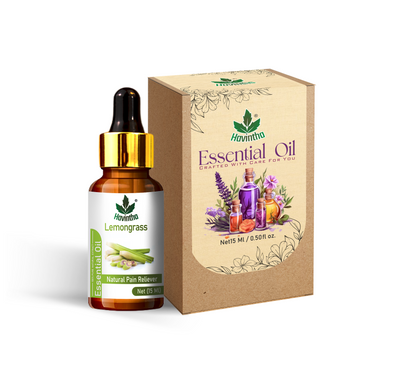 Havintha Lemongrass Essential Oil for Skin Health and Stress Reliever - Pure and Organic Product - 15 ml.